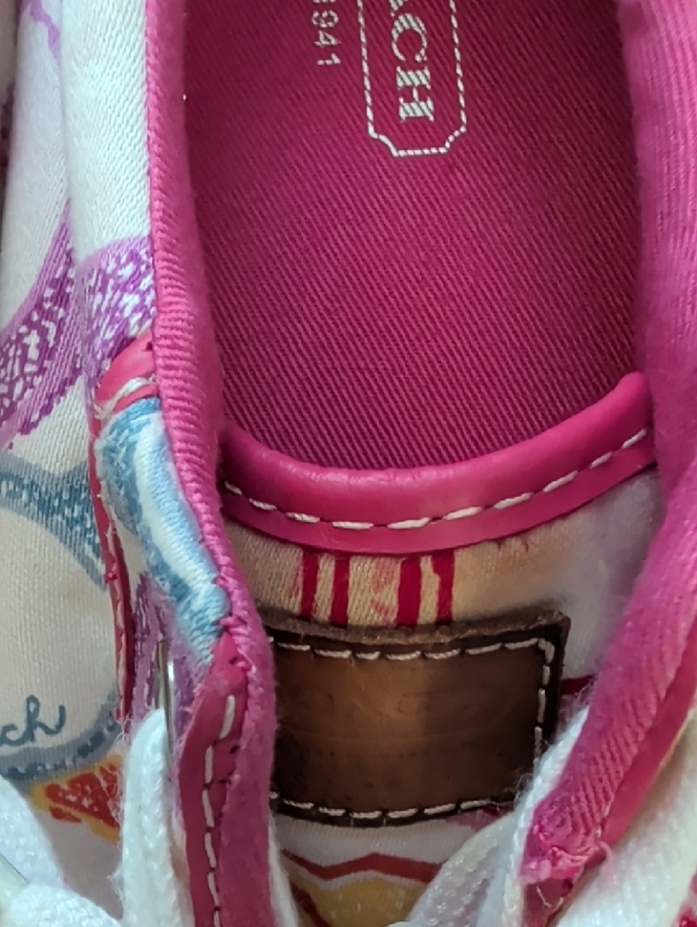Coach Pink Multicolor Signature Lace-Up Sneakers Barrett Poppy Size 7 Women's - Picture 4 of 12